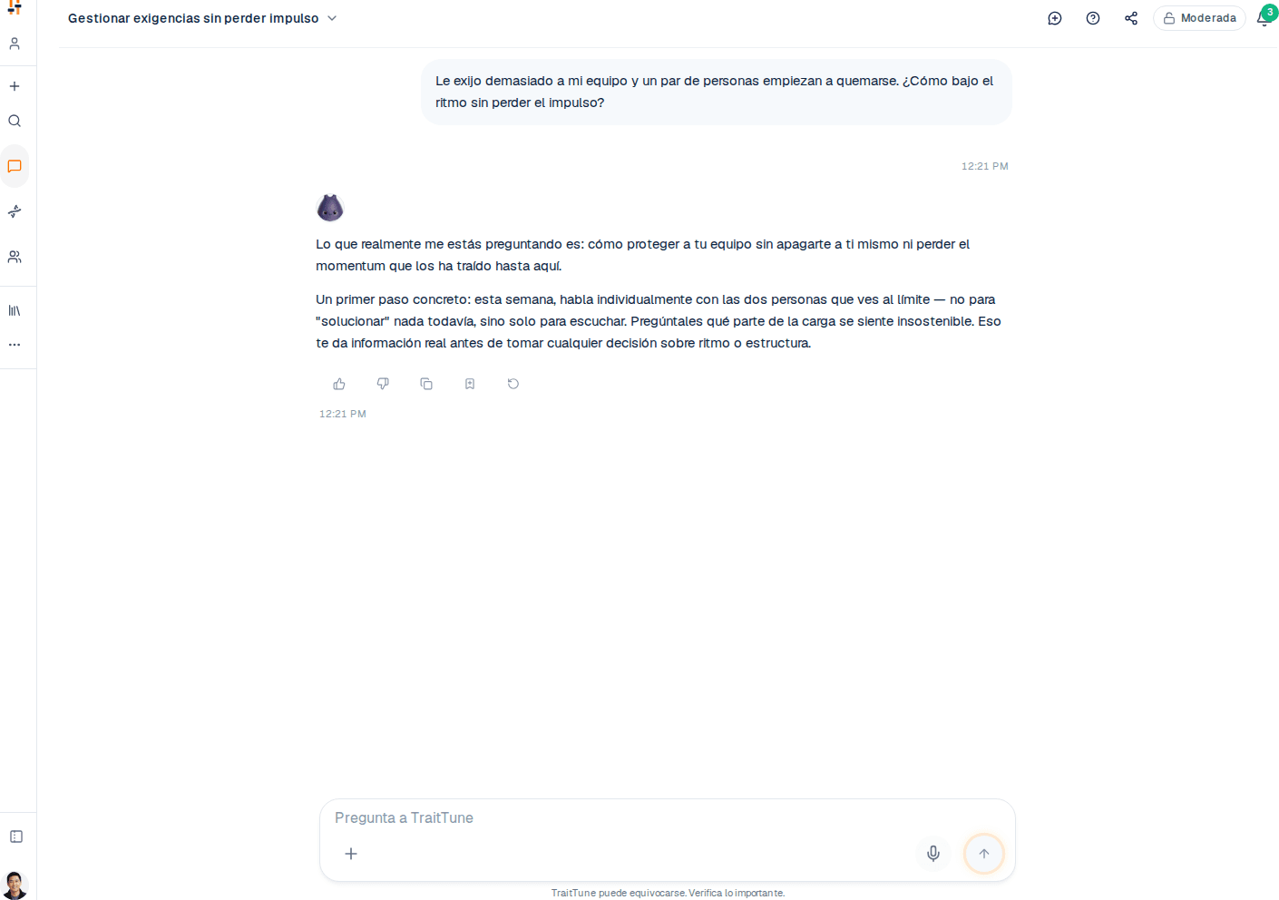 Chat con IA que sabe quién eres — TraitTune